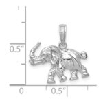 14k White Gold Polished 3-D Elephant Pendant - Image 4