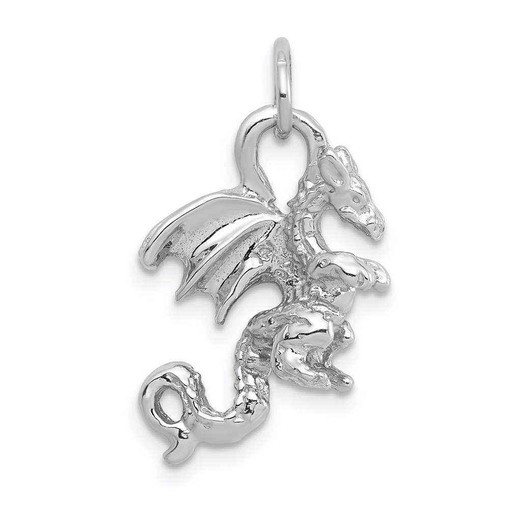C2378.jpg 14k White Gold Solid Polished 3-D Dragon Charm - Image 1