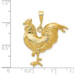 14k Solid Polished Open-Backed Rooster Pendant - Image 4