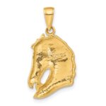 14k Solid Polished Open-Backed Horse Head Pendant - Image 3
