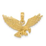 14k Solid Textured Eagle Landing Pendant - Image 3