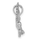 14K White Gold Solid Textured Eagle Landing Charm - Image 2