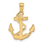 14k Solid Polished Anchor with Rope Pendant - Image 3