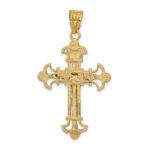 14k INRI Fleur De Lis Crucifix Pendant - Image 4