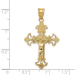 14k INRI Fleur De Lis Crucifix Pendant - Image 3