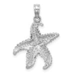 14k White Gold Polished Open-Backed Starfish Pendant - Image 3