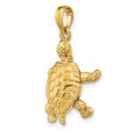 14K Solid Polished 3-D Turtle with Moveable Head and Legs Pendant - Image 5