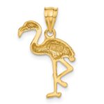 14k Solid Polished Open-Backed Flamingo Pendant - Image 3