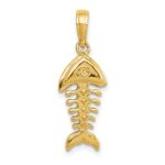 14K Polished 3-D Fish Bone Pendant - Image 3