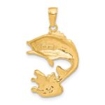14k Polished Open-Backed Bass Fish Pendant - Image 3
