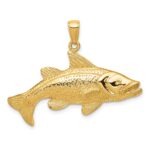 14k Polished Open-Backed Snook Redfish Pendant