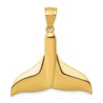 14k Solid Polished Large Whale Tail Pendant