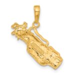 14k Solid Polished Open-Backed Golf Bag with Clubs Charm - Image 3