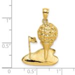 14k Solid Polished Open-Backed Golf Charm - Image 3