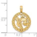 14k Solid Polished Golf Theme Circle Pendant - Image 4