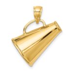 14k Solid Polished 3-D Large Megaphone Charm - Image 3