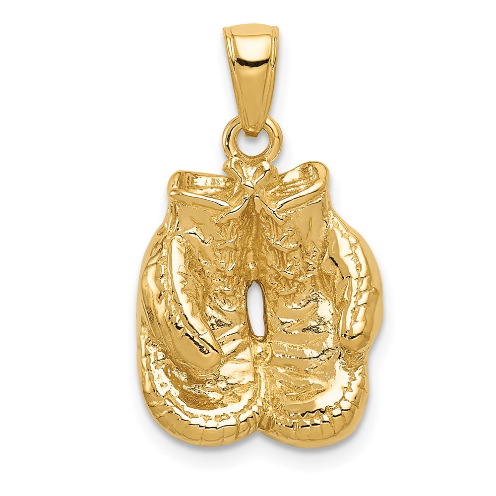 C2642.jpg 14k Solid Polished Open-Backed Boxing Gloves Pendant - Image 1