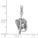 14K White Gold Polished 3-D Glove/Bat/Baseball Pendant - Image 5