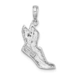 14k White Gold Polished Running Shoe with Wings Pendant - Image 3