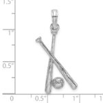 14K White Gold 2-D Baseball Bats and Ball Charm - Image 3