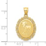 14k Solid Satin Polished Aries Zodiac Oval Pendant - Image 4