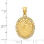 14k Solid Satin Polished Leo Zodiac Oval Pendant - Image 4
