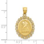 14k Solid Satin Polished Aquarius Zodiac Oval Pendant - Image 4