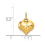 14K Polished 3-D Diamond-cut Puffed Heart Charm - Image 4