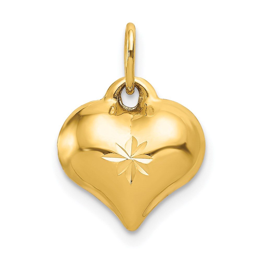 C2906.jpg 14K Polished 3-D Diamond-cut Puffed Heart Charm - Image 1