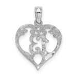 14k White Gold 13 in Heart Cut-out Pendant - Image 3
