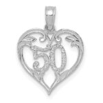 14k White Gold 50 in Heart Cut-out Pendant