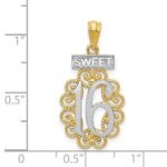 14k with White Rhodium Filigree SWEET 16 Pendant - Image 4