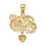 14k MOM with Dangling Heart Charm - Image 3