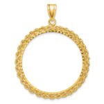 Wideband Distinguished Coin Jewelry 14k Diamond-cut with Rope 32.0mm Prong Coin Bezel Pendant