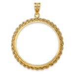 Wideband Distinguished Coin Jewelry 14k Diamond-cut with Rope 32.0mm Prong Coin Bezel Pendant - Image 3