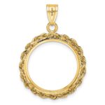 Wideband Distinguished Coin Jewelry 14k Polished Rope 18.0mm Prong Coin Bezel Pendant - Image 3