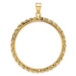 Wideband Distinguished Coin Jewelry 14k Polished Rope 32.0mm Prong Coin Bezel Pendant