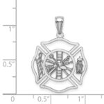 14K White Gold Fireman Shield Charm - Image 4