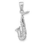 14K White Gold 3-D Saxophone Pendant - Image 3