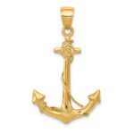 14k 3-D Anchor with Rope Pendant - Image 3