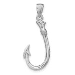 14K White Gold 3-D Fish Hook Charm - Image 4