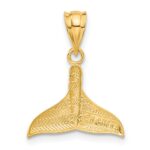 14k Solid Polished Open-Backed Whale Tail Pendant - Image 3