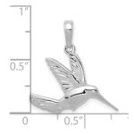 14K White Gold Polished Hummingbird in Flight Pendant - Image 4