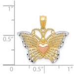 14k Two-tone with White Rhodium Butterfly with Heart Pendant - Image 4
