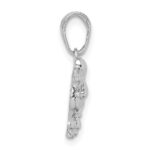 14K White Gold Poodle Dog Pendant - Image 2