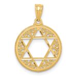 14k Filigree Star of David Round Pendant