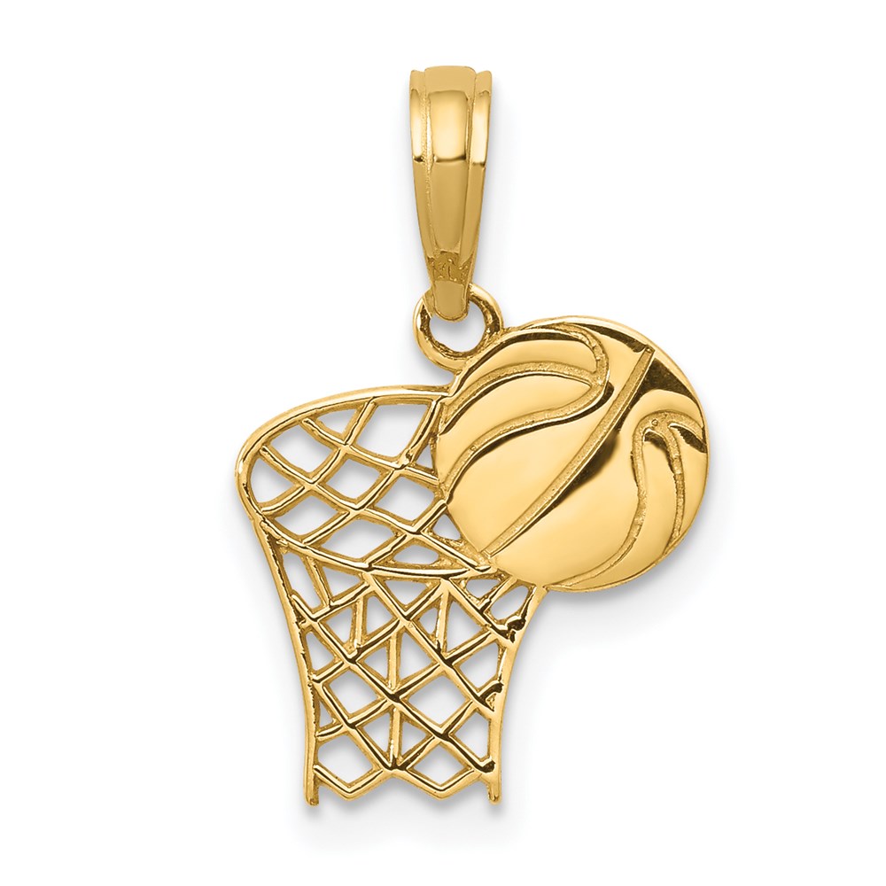 C3777.jpg 14k Basketball Hoop and Ball Pendant - Image 1