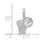 14K White Gold Basketball Hoop And Ball Pendant - Image 4