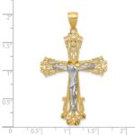 14k Two-tone Diamond-cut Crucifix Pendant - Image 3