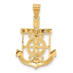 14k Tri-color Diamond-cut and Textured Mariners Crucifix Pendant - Image 3